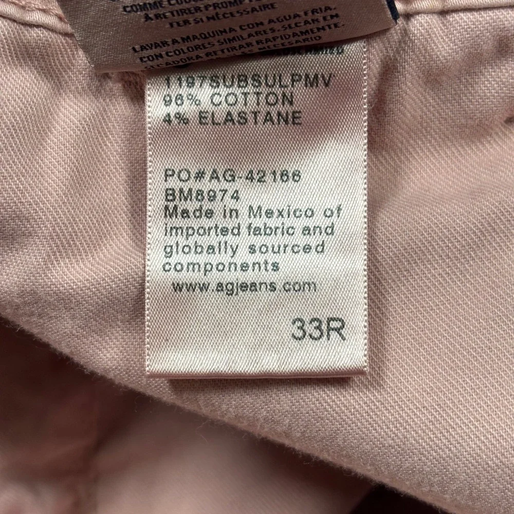 AG Adriano Goldschmied Wanderer Shorts Mens 33 Pink Slim Trouser Stretch Sateen